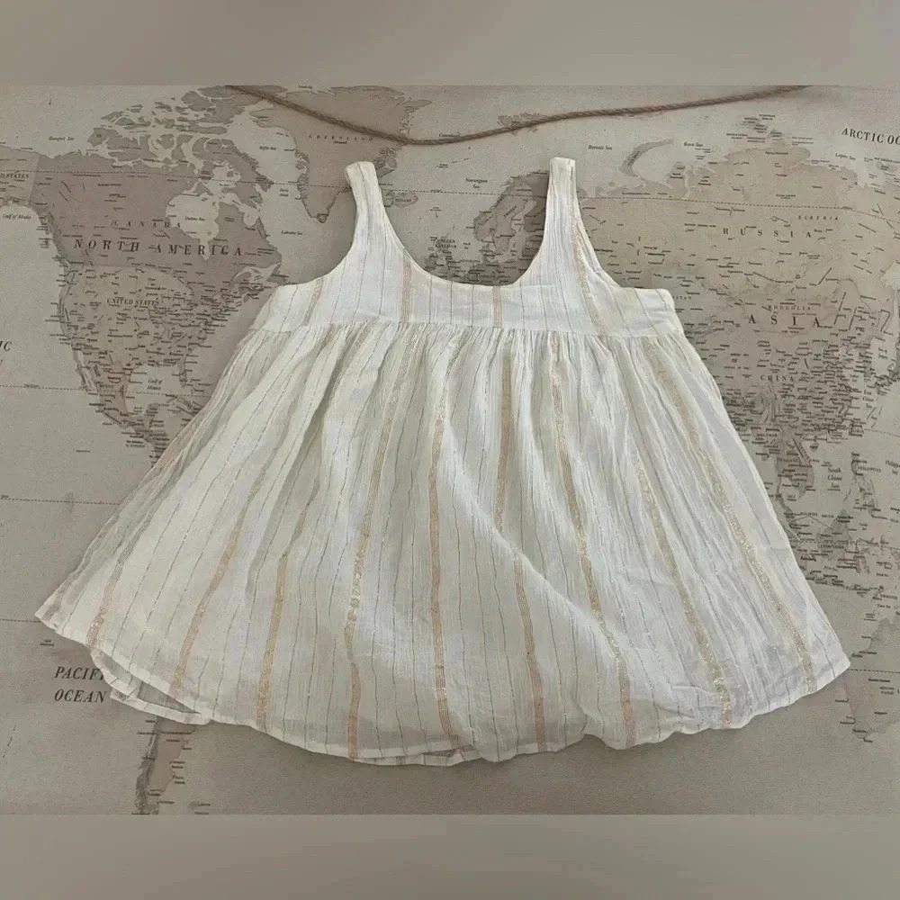 Des Petits Hauts Gold & Cream Babydoll Tank Size Small